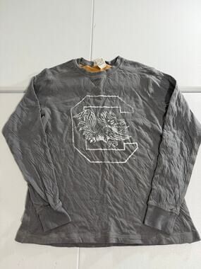 South Carolina Gamecocks Box Seat Long Sleeve Shirt Men's L Gray Cotton USA